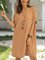 Coffee Paneled Casual Short Sleeve Dresses