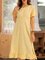 Yellow Casual Cotton-Blend Crew Neck Swing Dresses