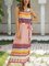 Pink Cotton-Blend Paneled Half Sleeve Dresses