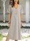 Gray Cotton-Blend Shift Short Sleeve Dresses