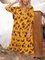 Yellow Half Sleeve Cotton-Blend Dresses