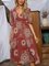 Red Casual Floral Cotton-Blend Dresses