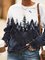 White-Black Casual Crew Neck Plants Sweatshirt
