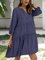 Blue Cotton-Blend Swing Casual 3/4 Sleeve Dresses