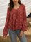 Red Printed Long Sleeve Boho Crew Neck Shirts & Tops