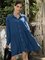 Blue A-Line Solid Cotton-Blend Casual Dresses