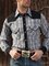 Gray Classic Paneled Plaid Cotton-Blend Shirts & Tops