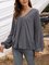 Gray Paneled Plain Long Sleeve Shirts & Tops