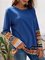 Patchwork Crew-neck Long Sleeve Casual Blouse Tops