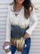 Gray Lace-Up Printed Casual V Neck Sweatshirt