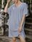 Blue Crew Neck Short Sleeve Cotton-Blend Dresses