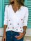 White Strawberry Printed Long Sleeve Casual T-Shirt