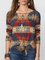 Plus Size Geometric Long Sleeve Boho Tops