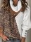 Halter Cotton-Blend Casual Leopard Sweater