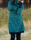 Aqua Blue Floral Printed Turtleneck Sweatshirt