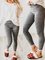 Light Gray Knitted Solid Casual Pants