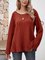 Coral Orange Crew Neck Plain Long Sleeve Shirts & Tops