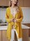 Yellow Solid Cotton-Blend Long Sleeve Paneled Outerwear