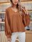 Yellow Cotton-Blend V Neck Plain Long Sleeve Shirts & Tops