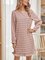White Long Sleeve Crew Neck Geometric Dresses