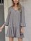 Gray A-Line Casual Frill Sleeve Plain Dresses