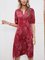Red Cotton-Blend Floral V Neck Short Sleeve Dresses