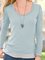 Blue Crew Neck Casual Plain Cotton-Blend Shirts & Tops
