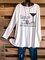 White Cotton-Blend Long Sleeve Letter Crew Neck Shirts & Tops