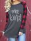 Red Casual Printed Letter Round Neck Shirts & Tops