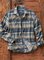 Blue Printed Shirt Collar Casual Tribal Shirts & Tops
