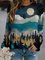 Blue Casual Printed Long Sleeve Sweatshirt