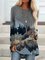 Women's mountain treetop print long sleeve T-shirt