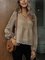 Apricot Long Sleeve V Neck Paneled Cotton-Blend Shirts & Tops