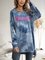 Blue Cotton-Blend Ombre/tie-Dye Long Sleeve Paneled Dresses