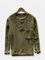 Olive Green Vintage Plain Shirts & Tops