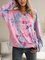 Pink Crew Neck Long Sleeve Ombre/tie-Dye Shirts & Tops