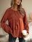 Red Long Sleeve Paneled Crew Neck Shirts & Tops