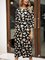 Black 3/4 Sleeve Floral-Print A-Line Floral Dresses