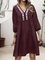 Red 3/4 Sleeve Cotton-Blend Swing Floral Dresses