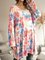 Blue Ombre/tie-Dye Paneled Long Sleeve Cotton-Blend Dresses