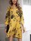 Yellow Casual Paneled Cotton-Blend V Neck Shirts & Tops