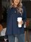 Blue Cotton-Blend Long Sleeve Ruffled Plain Shirts & Tops