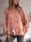 Red Cotton-Blend Floral-Print Long Sleeve Shirts & Tops