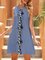 Blue Short Sleeve Plain Crew Neck Paneled Dresses