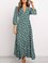 V Neck Long Sleeve Holiday Midi Dress
