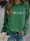 Dog Paw Green Long Sleeve Crew Neck Cotton-Blend Sweatshirt
