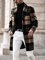 Black Casual Tweed Lapel Plaid Outerwear