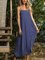 Blue Cotton Plain Casual Dresses