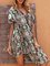Black Floral V Neck Swing Holiday Dresses