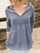 Blue A-Line Casual Hoodie Guipure Lace Sweater